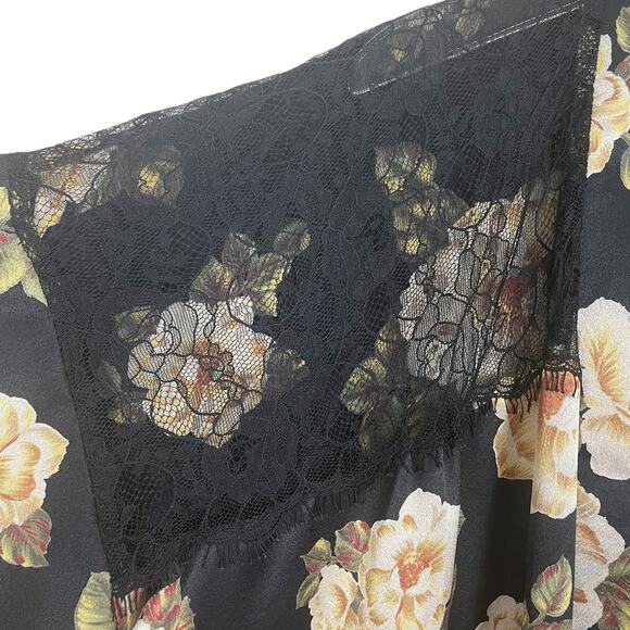 VTG Valentino Intimo Neiman Marcus Floral Lace Long Robe Women's XLP NO BELT - Picture 9 of 16